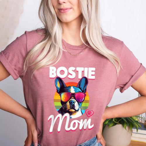 Boston Terrier Bostie Dog Breed Pet Bostie Mom Women's Heather T-Shirt - Bostonterriersmerch.com