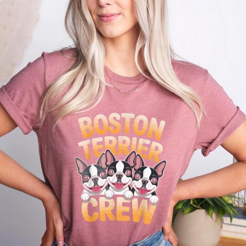 Boston Terrier Crew Cartoon For Dog Owner Pet Boston Terrier Women's Heather T-Shirt - Bostonterriersmerch.com