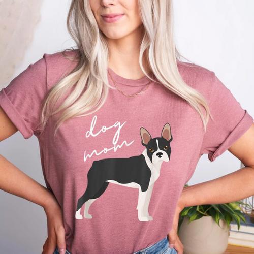 Boston Terrier Dog Mom Woman Women Women's Heather T-Shirt - Bostonterriersmerch.com