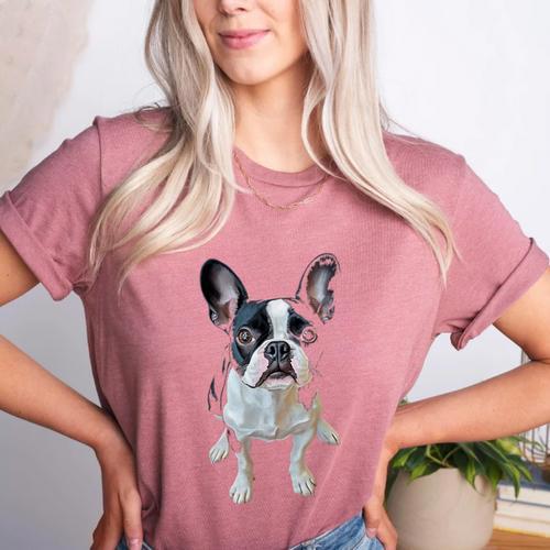 Boston Terrier Dog Motif Pet Art Boston Terrier Men Women Kids Women's Heather T-Shirt - Bostonterriersmerch.com