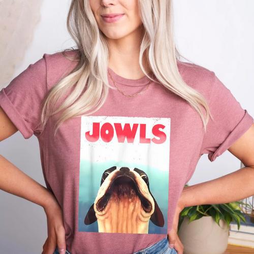 Boston Terriers Jowls Dog Mom Dog Dad Women's Heather T-Shirt - Bostonterriersmerch.com