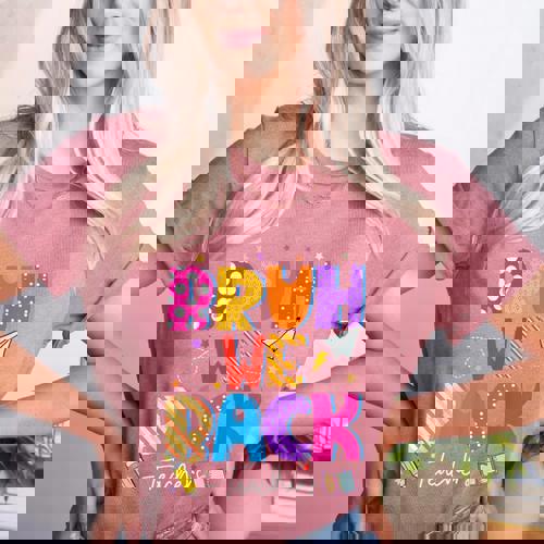 Bruh We Back Teachers First Day Back To School Teachers Women&#x27;s Heather T-Shirt - teacherstshirts.com