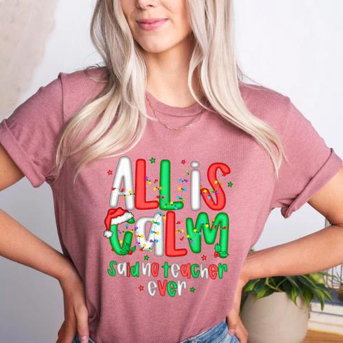 All Calm Said No Teacher Teacher Christmas Lights Women's Heather T-Shirt - teacherstshirts.com CA