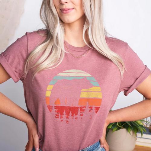 Catch Some Rays Vintage Retro Grizzly Bear Women's Heather T-Shirt - Bostonterriersmerch.com