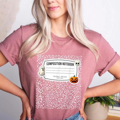 Composition Notebook Costume Adult Halloween For Teachers Women's Heather T-Shirt - teacherstshirts.com UK