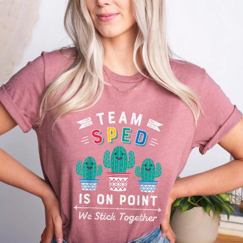 Cute SPED Teacher Special Education Cactus SPED Teacher Women's Heather T-Shirt - teacherstshirts.com DE