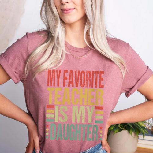 Dad My Favorite Teacher Is My Daughter Proud Daddy Women's Heather T-Shirt - teacherstshirts.com DE