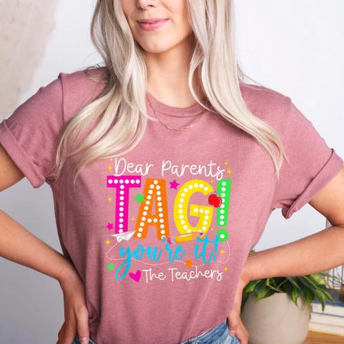 Dear Parents Tag You'Re It Love Teachers Last Day Of School Women's Heather T-Shirt - teacherstshirts.com AU