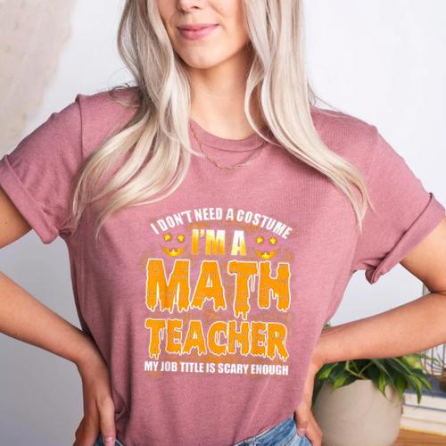 I Don't Need A Costume I'm A Math Teacher Halloween Women's Heather T-Shirt - teacherstshirts.com