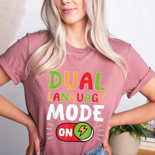 Dual Language Teacher Bilingual Teacher Women's Heather T-Shirt - teacherstshirts.com CA