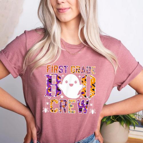 First Grade Boo Crew Teacher Student Halloween Costume Women's Heather T-Shirt - teacherstshirts.com AU