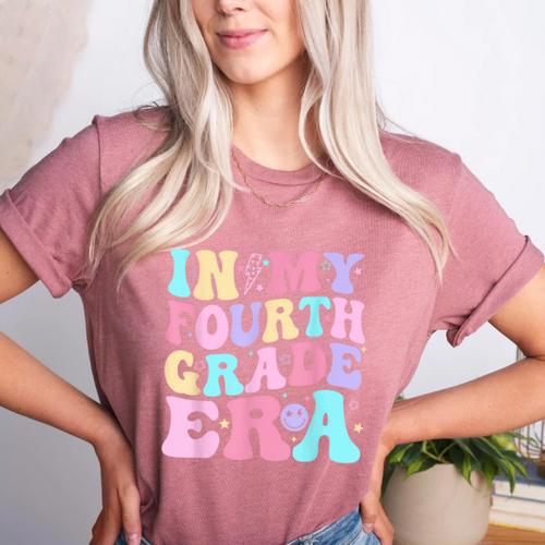 In My Fourth Grade Era Girl Back To School 4th Grade Teacher Women's Heather T-Shirt - teacherstshirts.com UK