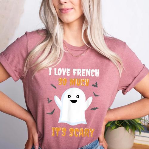 French Teacher Halloween French Class School Women's Heather T-Shirt - teacherstshirts.com