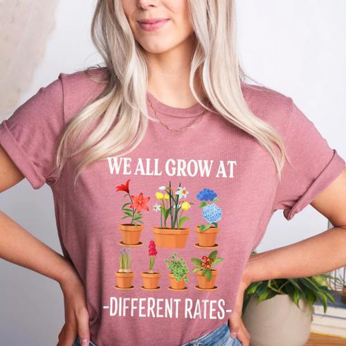 We All Grow At Different Rates Back To School Teacher Women's Heather T-Shirt - teacherstshirts.com UK