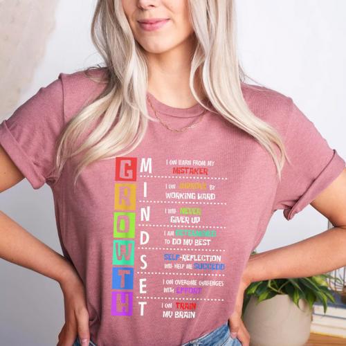 Growth Mindset Positive Motivational Classroom Teacher Learn Women's Heather T-Shirt - teacherstshirts.com AU