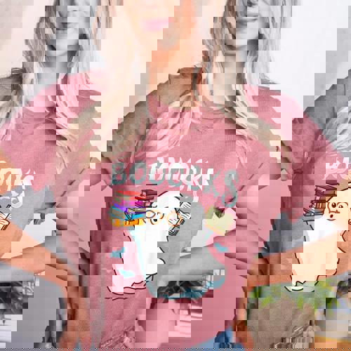 Halloween Books Librarian English Teacher Reader Reading Women&#x27;s Heather T-Shirt - teacherstshirts.com