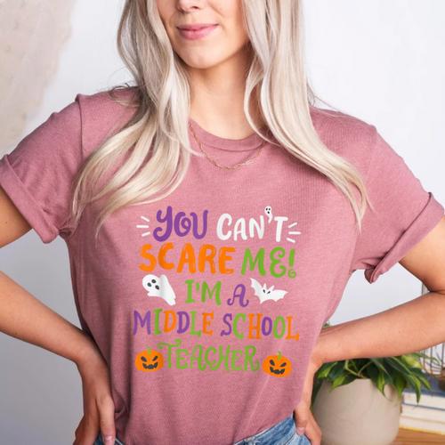 Halloween You Cant Scare Me Im A Middle School Teacher Women's Heather T-Shirt - teacherstshirts.com