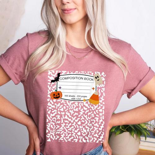 Halloween Teacher Composition Book Notebook Matching Group Women's Heather T-Shirt - teacherstshirts.com UK