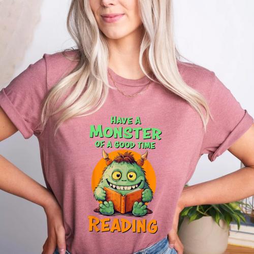Halloween Teacher Librarian Monster Reading Books Men Women Kids Women's Heather T-Shirt - teacherstshirts.com