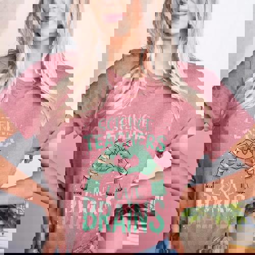 Halloween Teacher Tshirts Science Teachers Love Brains Women&#x27;s Heather T-Shirt - teacherstshirts.com