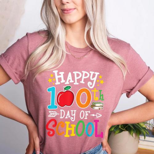 Happy 100th Day Of School Teachers 100 Days Of School Kids Women's Heather T-Shirt - teacherstshirts.com AU