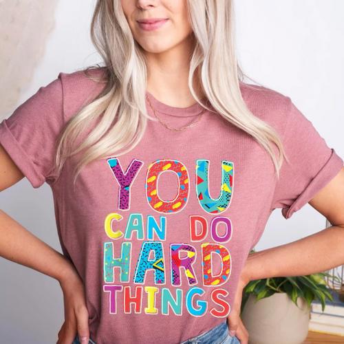 You Can Do Hard Things School Student Teachers Women's Heather T-Shirt - teacherstshirts.com CA