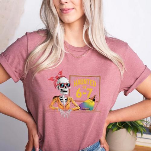 Haunted By 6-7 Teacher Halloween 67 Women's Heather T-Shirt - teacherstshirts.com
