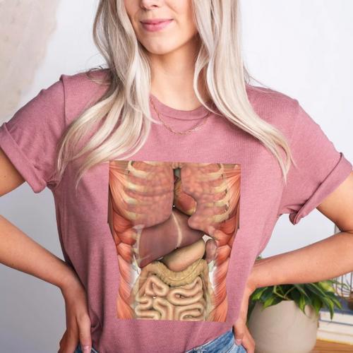 Human Muscles Organs Scary Anatomy Teacher Halloween Costume Women's Heather T-Shirt - teacherstshirts.com DE