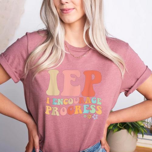 IEP I Encourage Progress Special Education Teacher Graphics Women's Heather T-Shirt - teacherstshirts.com AU