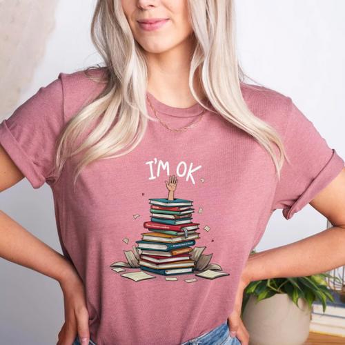 I'm Ok Read Book Reading Nerd Librarian Teacher School Women's Heather T-Shirt - teacherstshirts.com AU