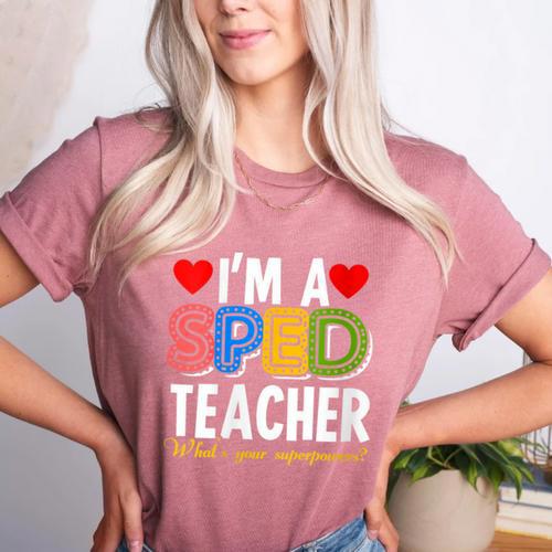 I'm A SPED Teacher Special Education Teacher Women's Heather T-Shirt - teacherstshirts.com DE