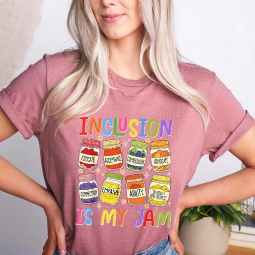 Inclusion Is My Jam SPED Teacher Special Education Teacher Women's Heather T-Shirt - teacherstshirts.com AU