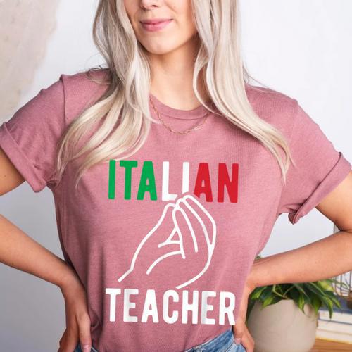 Italian Teacher Italy Italia Back To School First Day Women's Heather T-Shirt - teacherstshirts.com