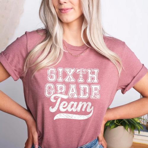 Kids Teacher Sixth Grade Retro Back To School Team 6th Grade Women's Heather T-Shirt - teacherstshirts.com UK