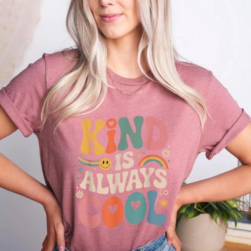 Kind Is Always Cool Teacher Graphic Tees Choose Kindness Women's Heather T-Shirt - teacherstshirts.com DE