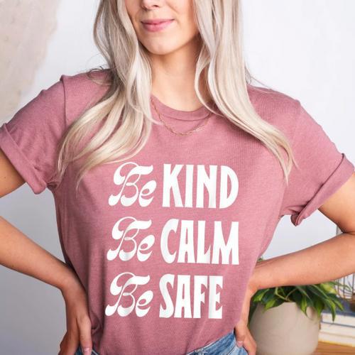 Be Kind Be Calm Be Safe Awareness For Teachers For Men Women Kids Women's Heather T-Shirt - teacherstshirts.com