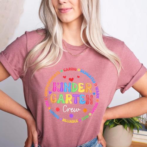Kindergarten Crew Funy Back To School Teachers Kids Students Women's Heather T-Shirt - teacherstshirts.com UK