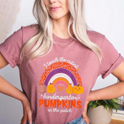 Kindergarten Teacher Pumpkin Patch Cute Women's Heather T-Shirt - teacherstshirts.com DE