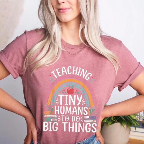 Kindergarten Teacher Tiny Humans Pre-School Teacher Women's Heather T-Shirt - teacherstshirts.com UK
