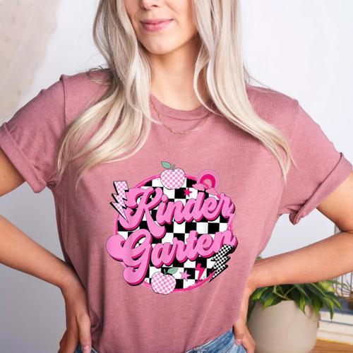 Kindergarten Teacher Women Checkered First Day Of School Women's Heather T-Shirt - teacherstshirts.com UK