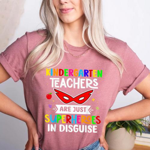 Kindergarten Teachers Are Just Superheroes In Disguise Women's Heather T-Shirt - teacherstshirts.com CA