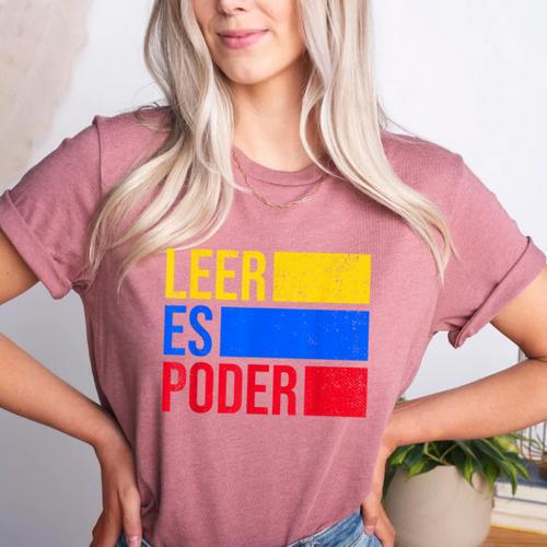 Leer Es Poder Colombian Spanish Teacher Maestra Colombia Women's Heather T-Shirt - teacherstshirts.com