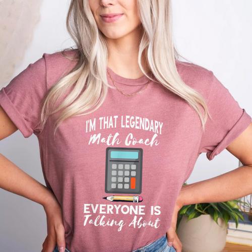 Legendary Math Coach Mathematics Calculator Math Teacher Women's Heather T-Shirt - teacherstshirts.com UK