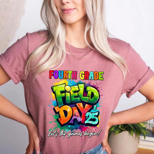 Let The Games Begin Fourth Grade Field Day 2025 Teacher Kid Women's Heather T-Shirt - teacherstshirts.com CA