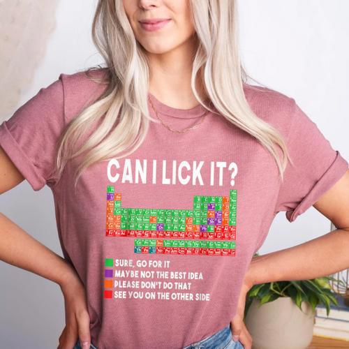 Can I Lick It Periodic Table Science Teacher Boy And Girls Women's Heather T-Shirt - teacherstshirts.com AU