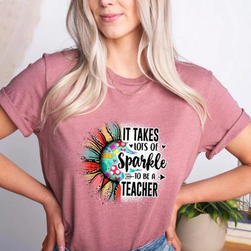 It Take Lots Of Sparkle To Be A Teacher With Sunflower Women's Heather T-Shirt - teacherstshirts.com