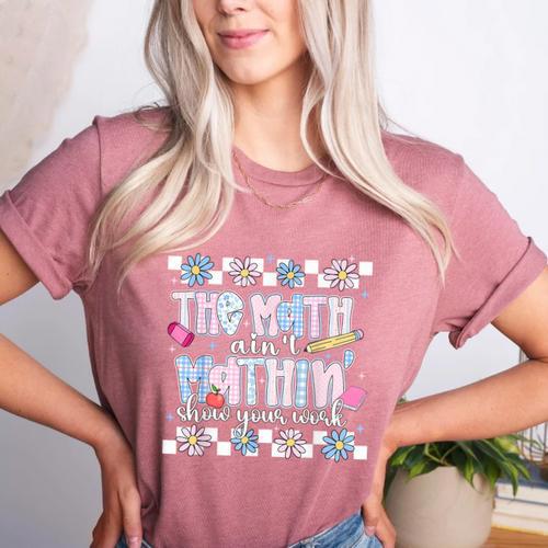 The Math Aint Mathin Meme Show Your Work Floral Math Teacher Women's Heather T-Shirt - teacherstshirts.com UK