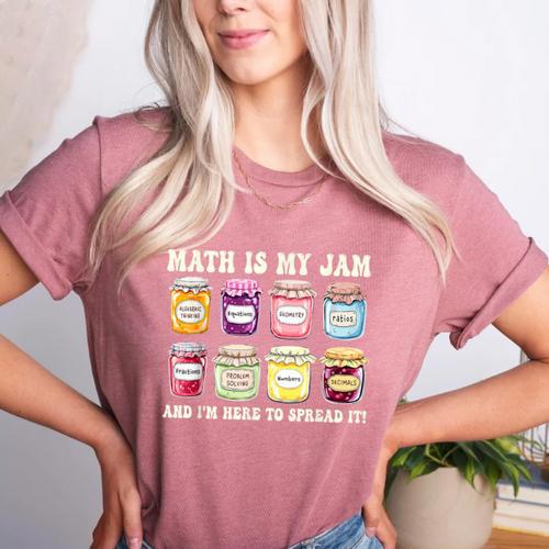 Math Is My Jam And Im Here To Spread It Math Teacher Women's Heather T-Shirt - teacherstshirts.com
