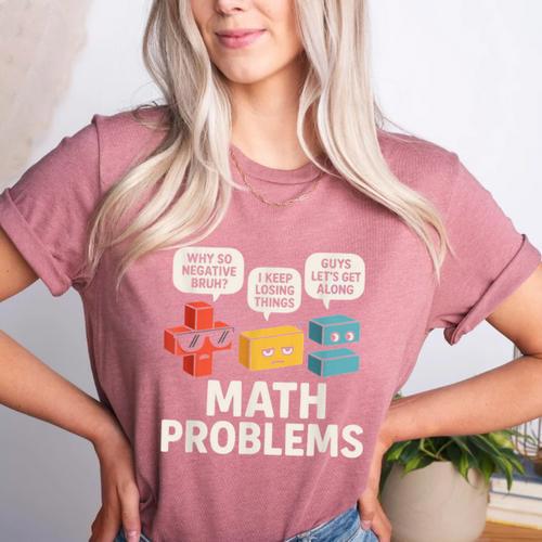 Math Problems Symbols Teacher Back To School Girl Boy Women's Heather T-Shirt - teacherstshirts.com