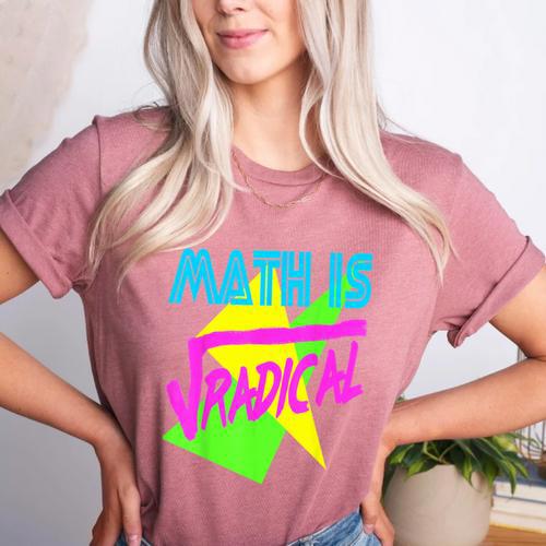 Math Is Radical Retro 80s Vintage Algebra Teacher Women's Heather T-Shirt - teacherstshirts.com